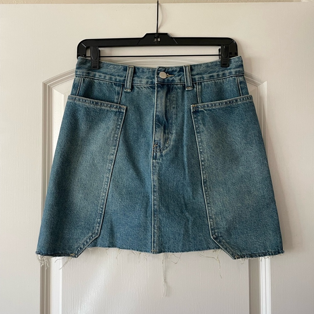 Ancosti | Frayed Hem Denim Mini Skirt